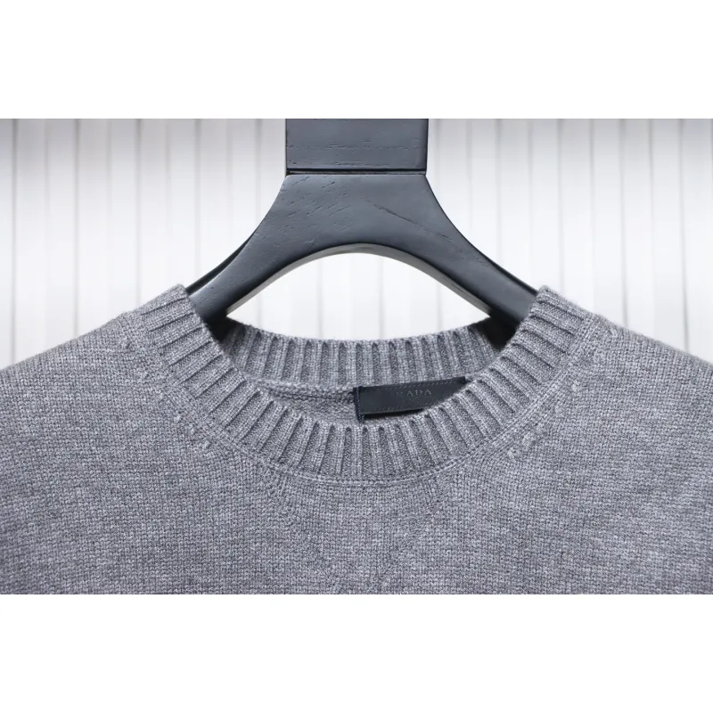Prada Sweater With Floral Logo On Chest Grey