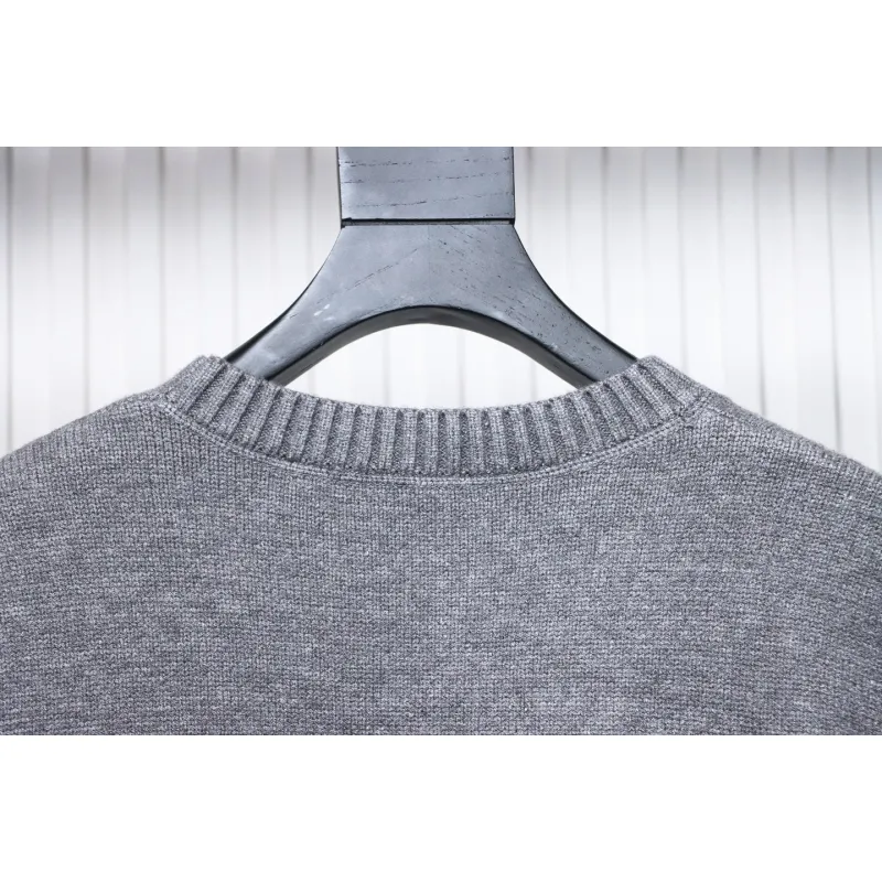 Prada Sweater With Floral Logo On Chest Grey