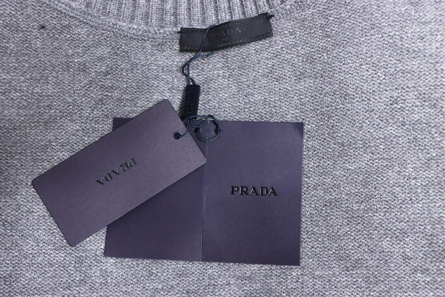 Prada Sweater With Floral Logo On Chest Grey