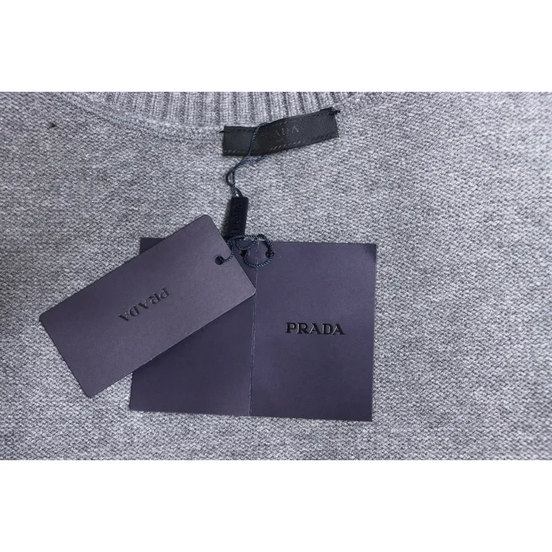 Prada Sweater With Floral Logo On Chest Grey