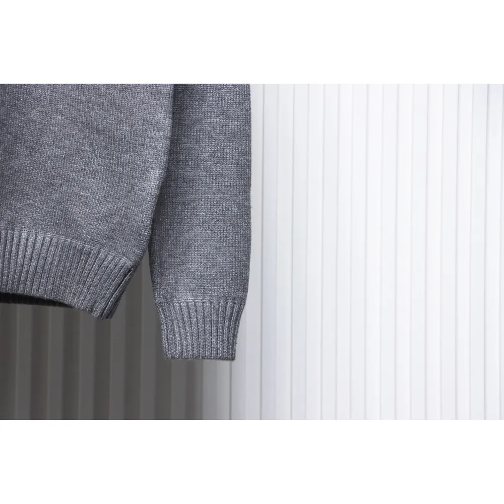 Prada Sweater With Floral Logo On Chest Grey