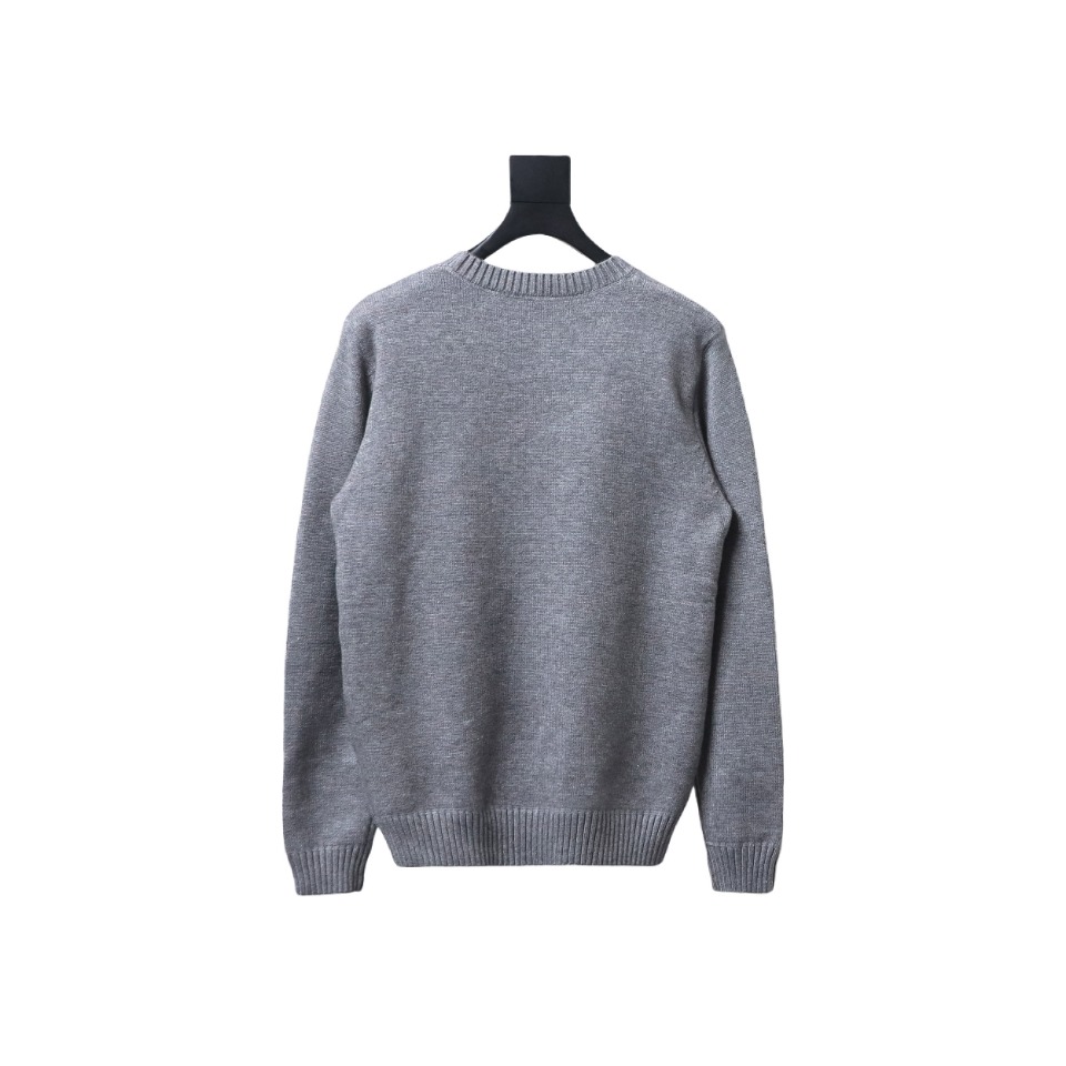 Prada Sweater With Floral Logo On Chest Grey