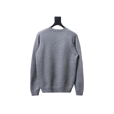Prada Sweater With Floral Logo On Chest Grey 02
