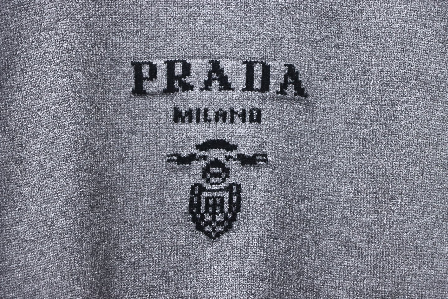 Prada Sweater With Floral Logo On Chest Grey