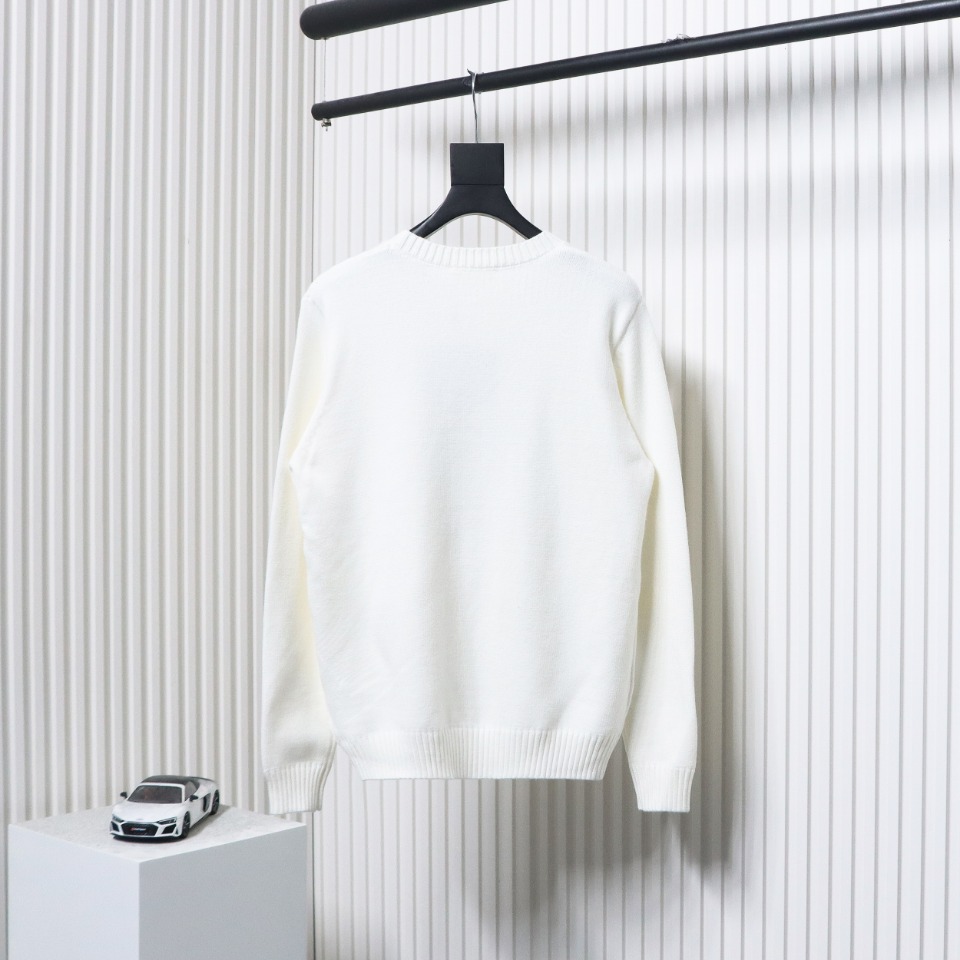 Prada Sweater With Floral Logo On Chest White