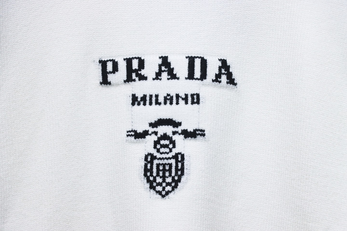 Prada Sweater With Floral Logo On Chest White
