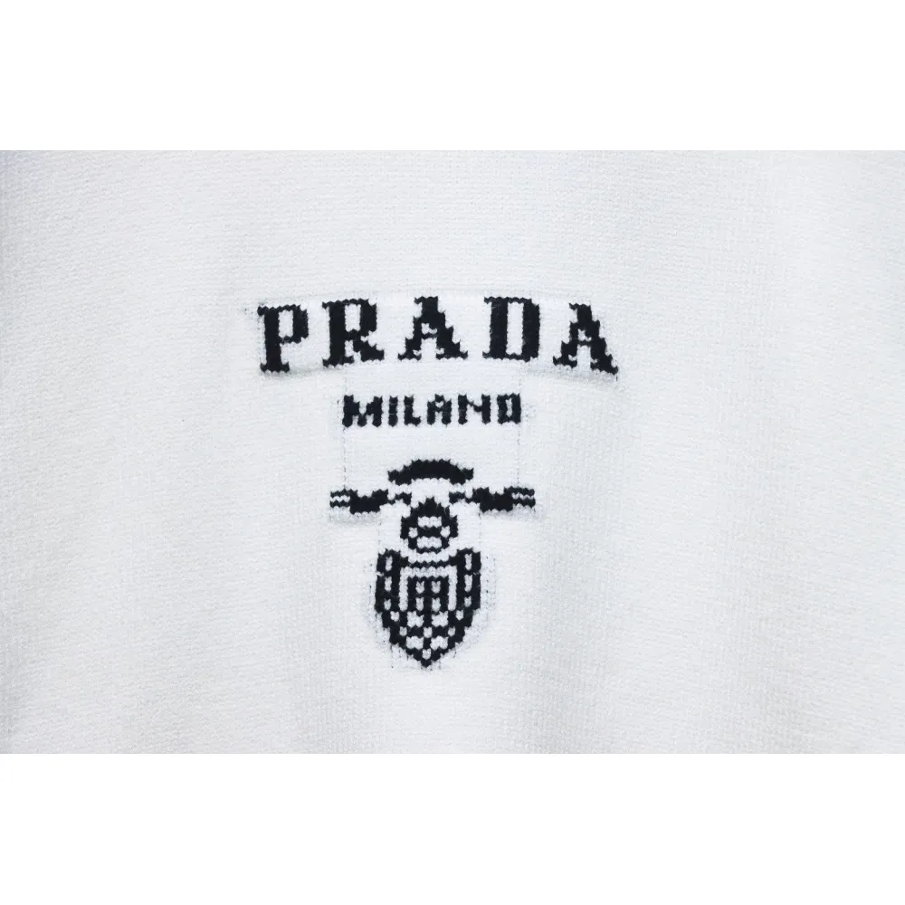 Prada Sweater With Floral Logo On Chest White