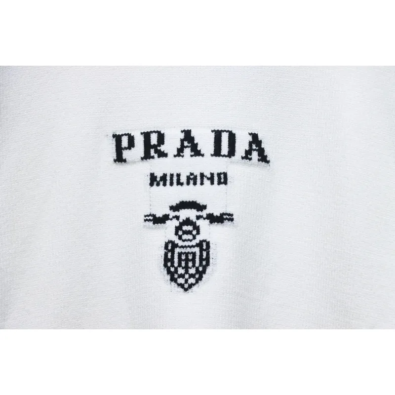 Prada Sweater With Floral Logo On Chest White