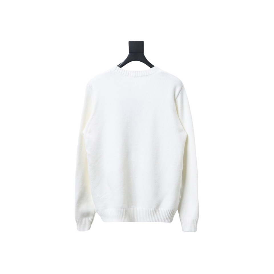 Prada Sweater With Floral Logo On Chest White