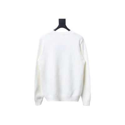 Prada Sweater With Floral Logo On Chest White 02