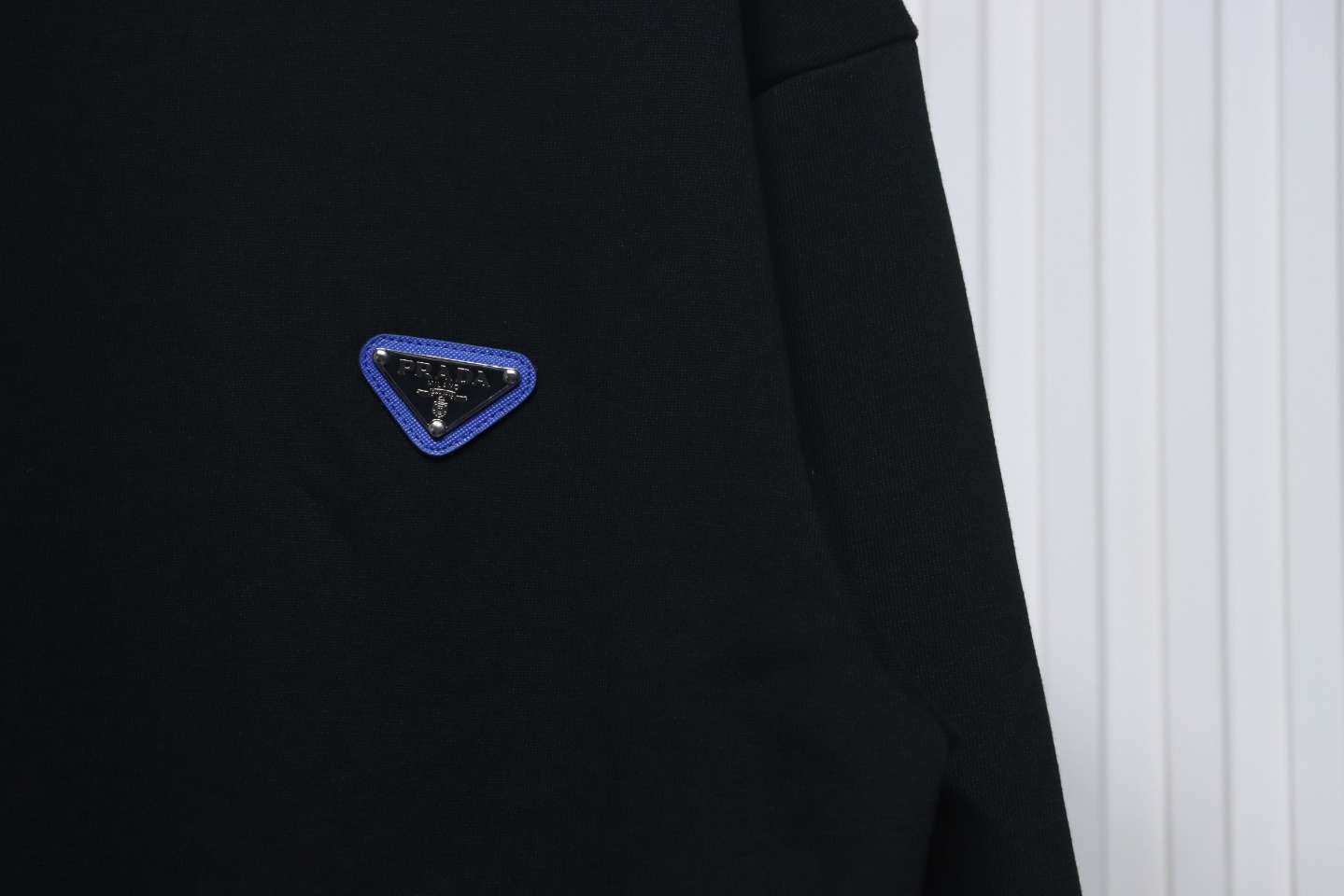 Prada Triangle Collar Lettering Round Neck Hoodie Black