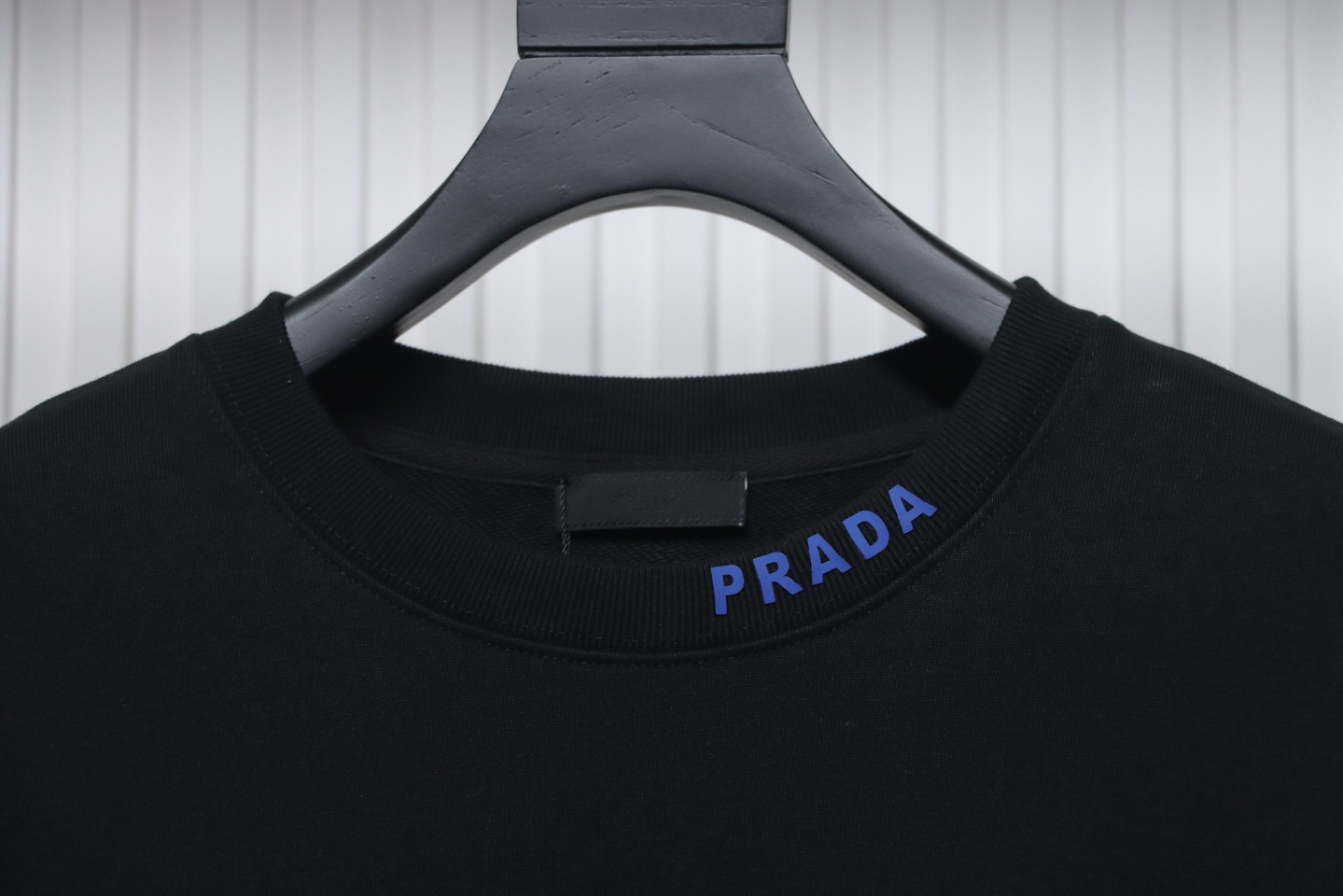 Prada Triangle Collar Lettering Round Neck Hoodie Black