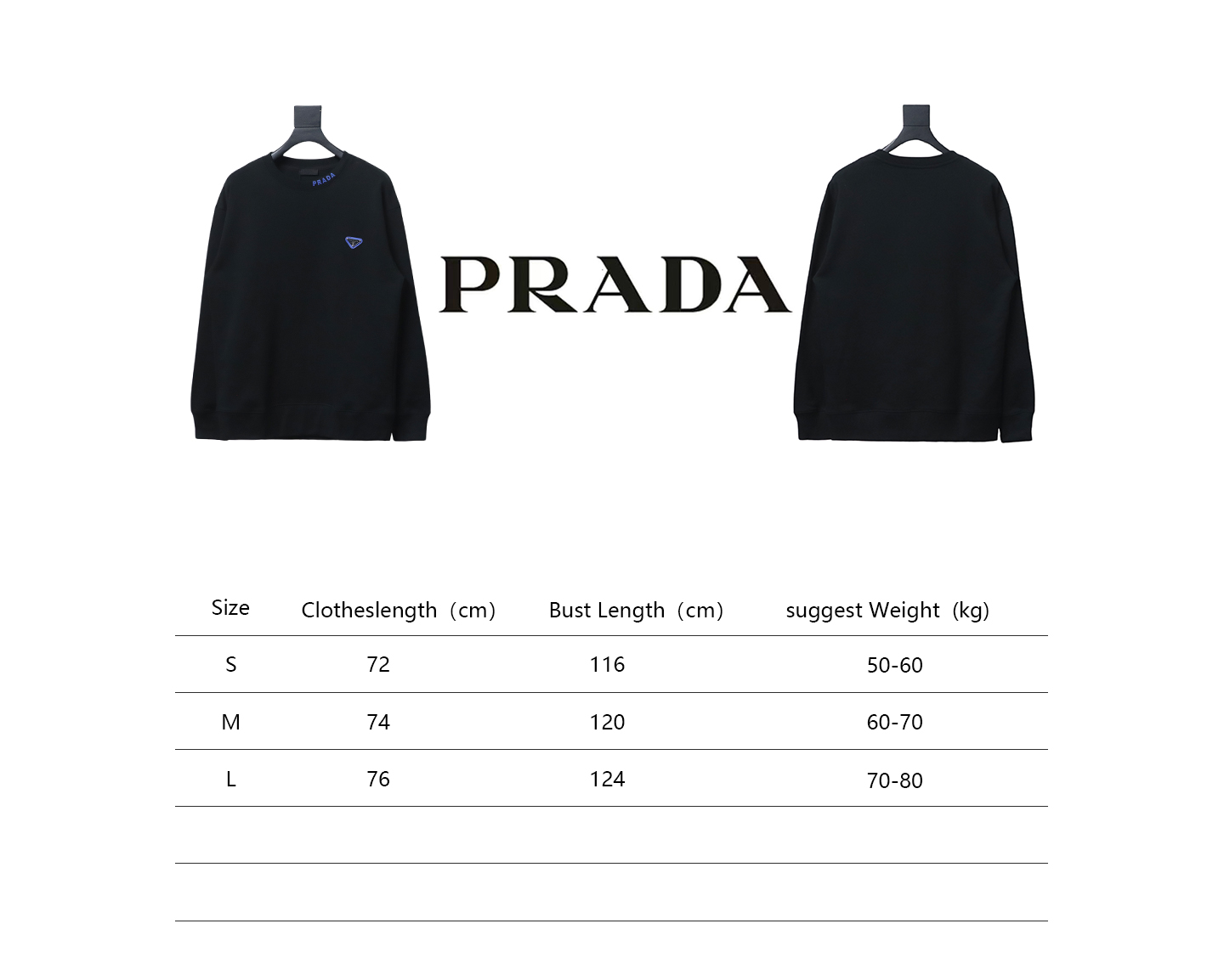 Prada Triangle Collar Lettering Round Neck Hoodie Black