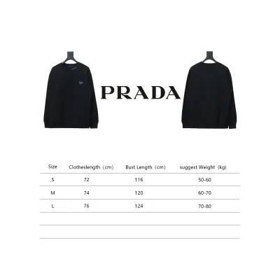 Prada Triangle Collar Lettering Round Neck Hoodie Black 02