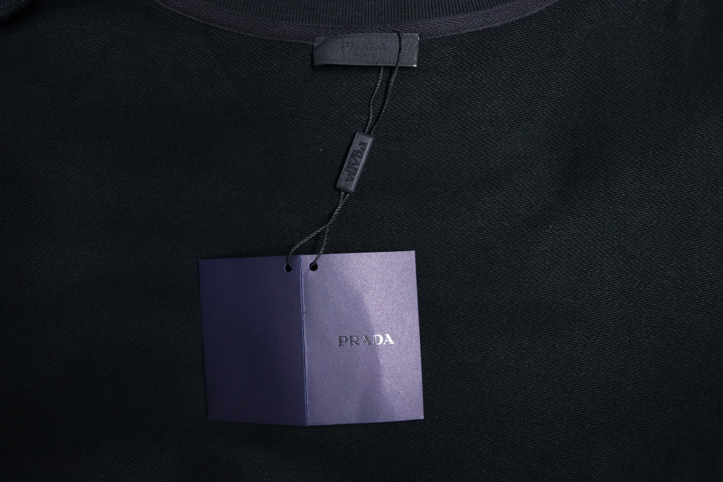 Prada Triangle Collar Lettering Round Neck Hoodie Black