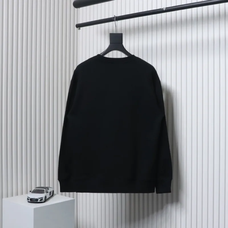 Prada Triangle Collar Lettering Round Neck Hoodie Black