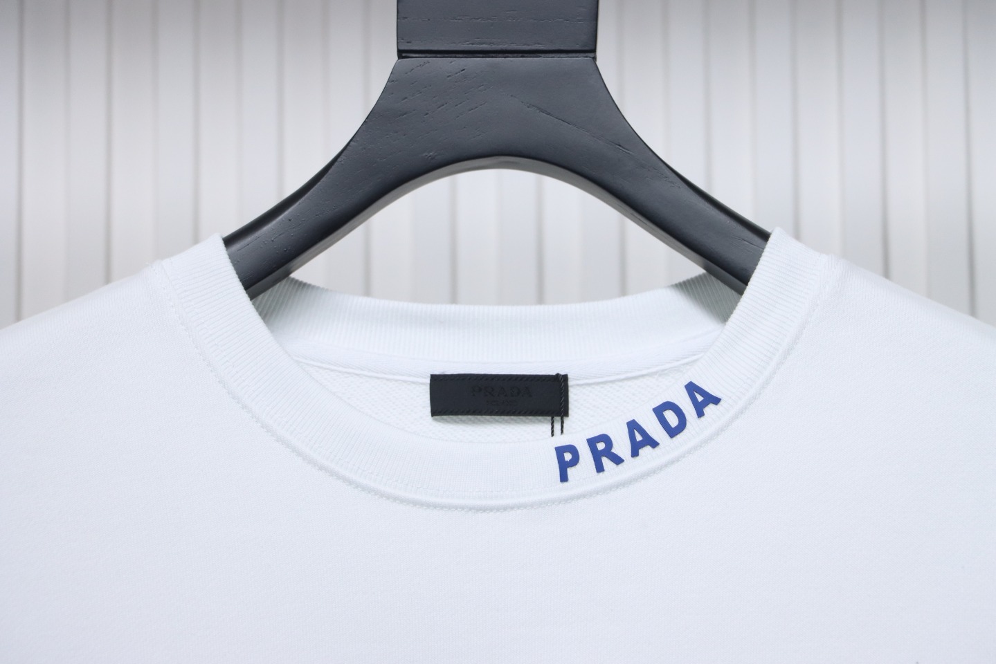 Prada Triangle Collar Lettering Round Neck Hoodie White