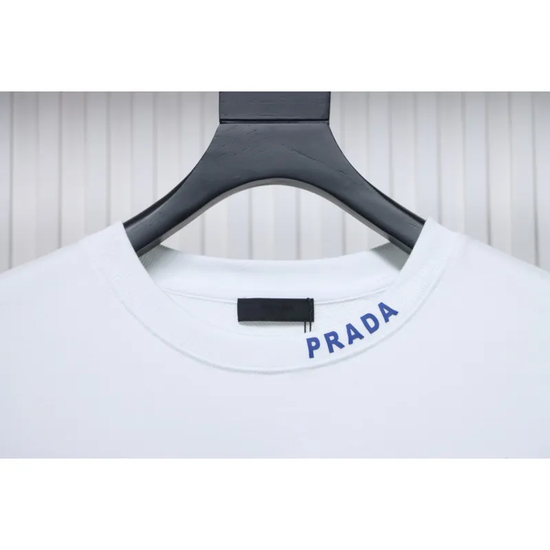 Prada Triangle Collar Lettering Round Neck Hoodie White