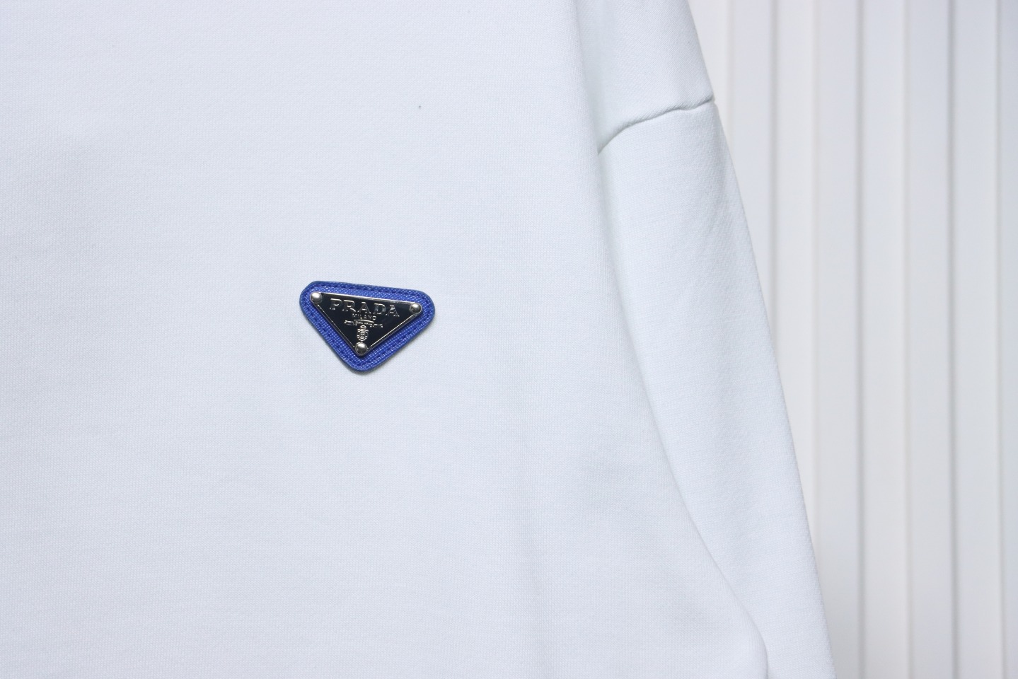 Prada Triangle Collar Lettering Round Neck Hoodie White