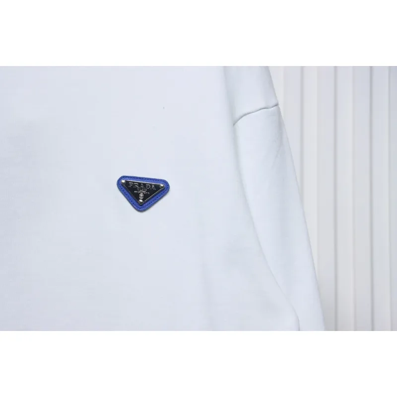 Prada Triangle Collar Lettering Round Neck Hoodie White