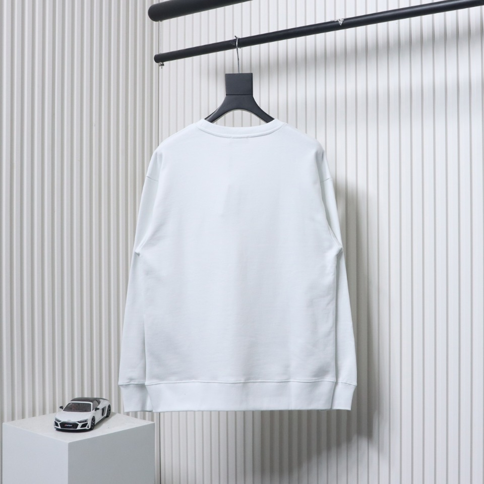 Prada Triangle Collar Lettering Round Neck Hoodie White