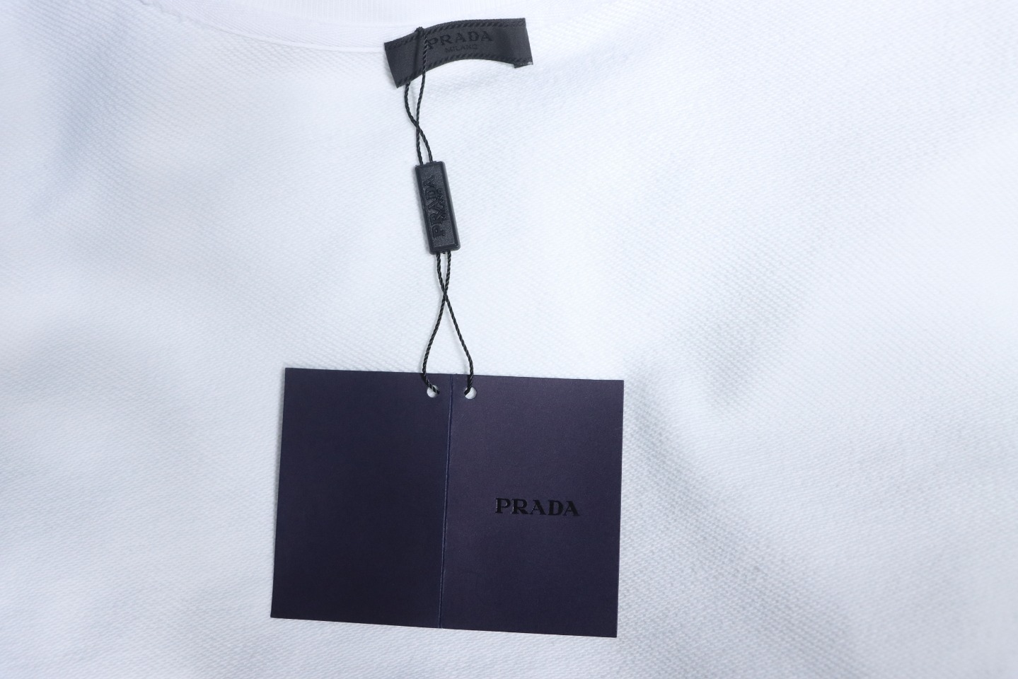 Prada Triangle Collar Lettering Round Neck Hoodie White
