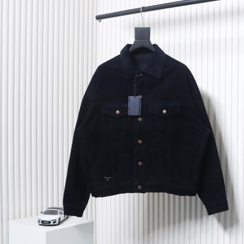 Prada Triangle Hem Corduroy Jacket