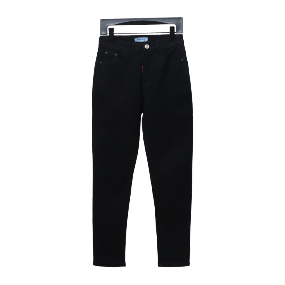 Prada Triangle Logo Denim Trousers