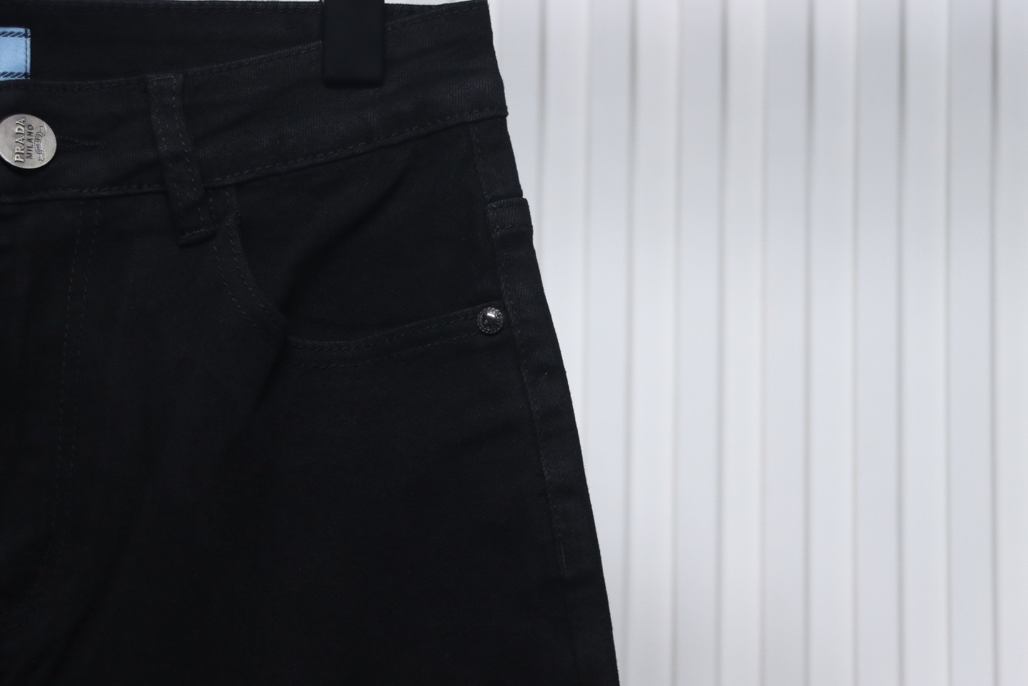 Prada Triangle Logo Denim Trousers