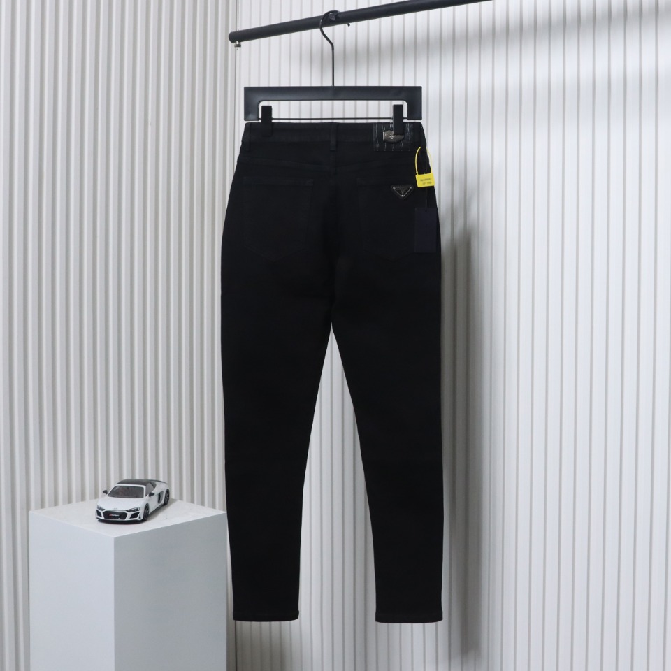 Prada Triangle Logo Denim Trousers