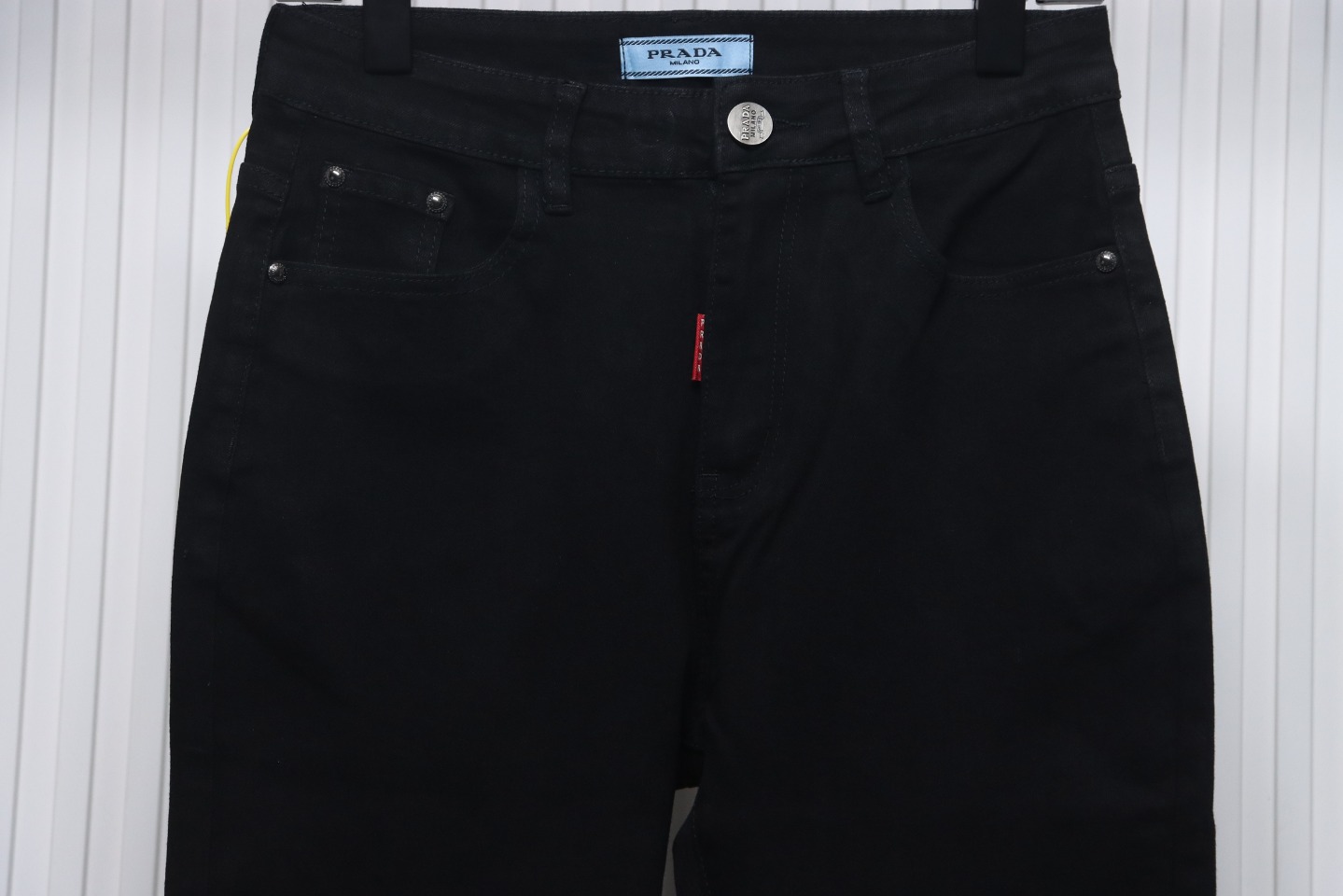 Prada Triangle Logo Denim Trousers