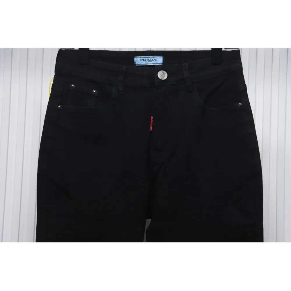 Prada Triangle Logo Denim Trousers