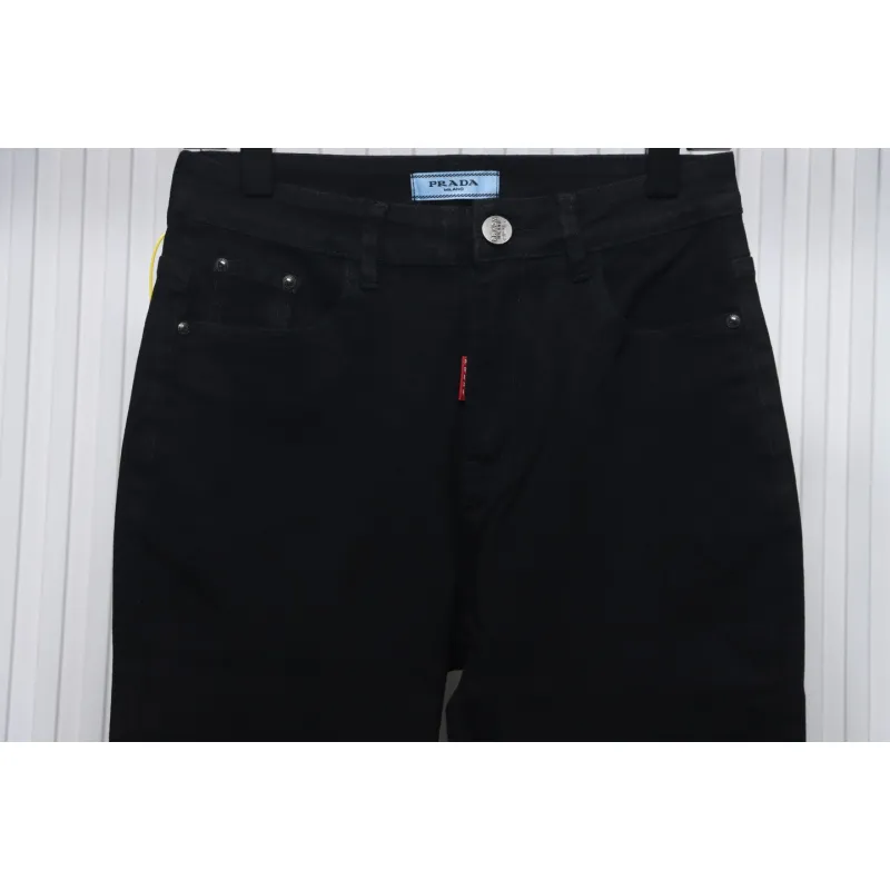 Prada Triangle Logo Denim Trousers
