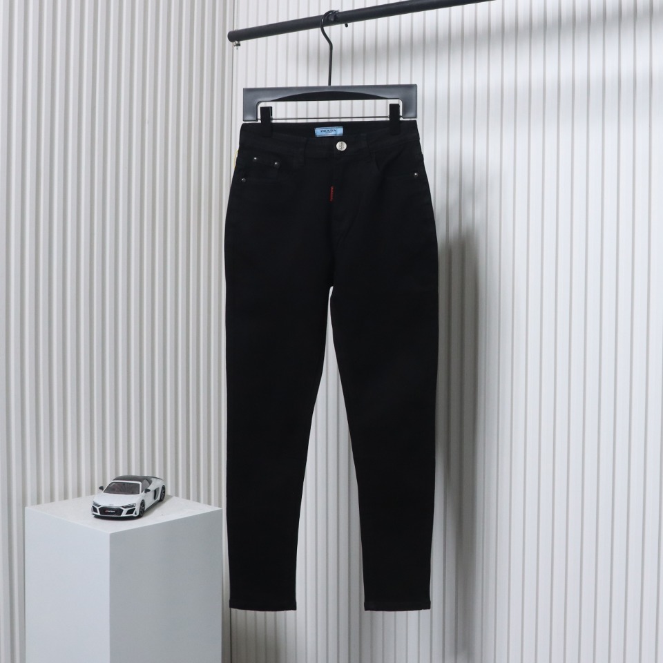 Prada Triangle Logo Denim Trousers