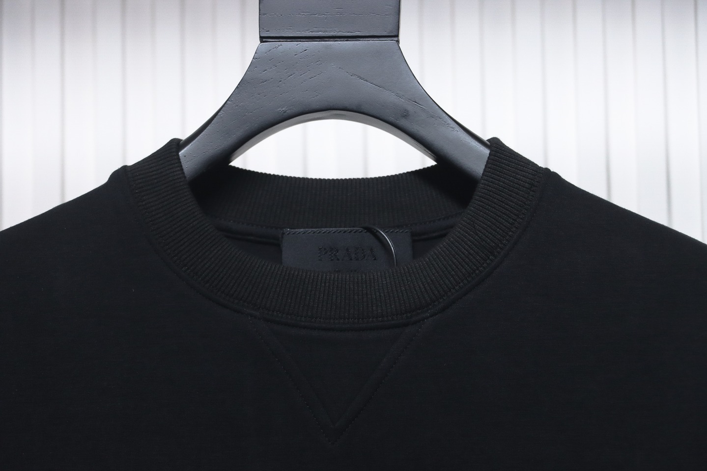 Prada Triangle Logo Pocket Crew Neck Hoodie Black