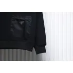 Prada Triangle Logo Pocket Crew Neck Hoodie Black