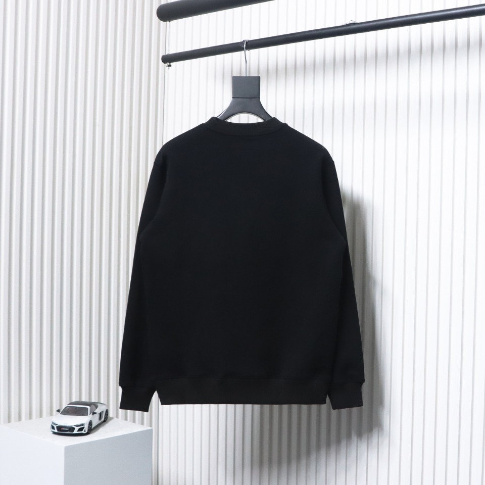 Prada Triangle Logo Pocket Crew Neck Hoodie Black