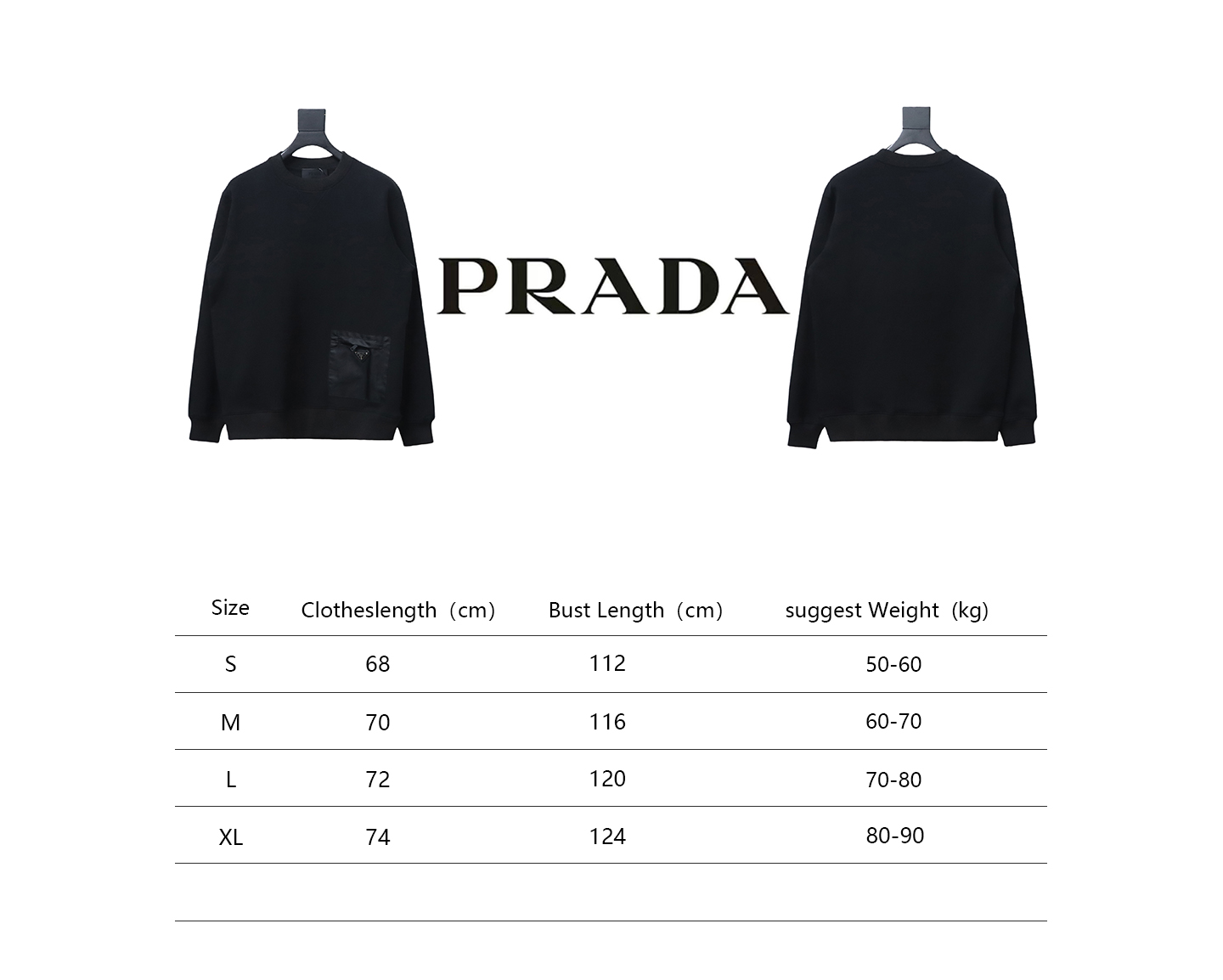Prada Triangle Logo Pocket Crew Neck Hoodie Black