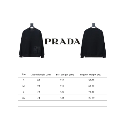 Prada Triangle Logo Pocket Crew Neck Hoodie Black 02