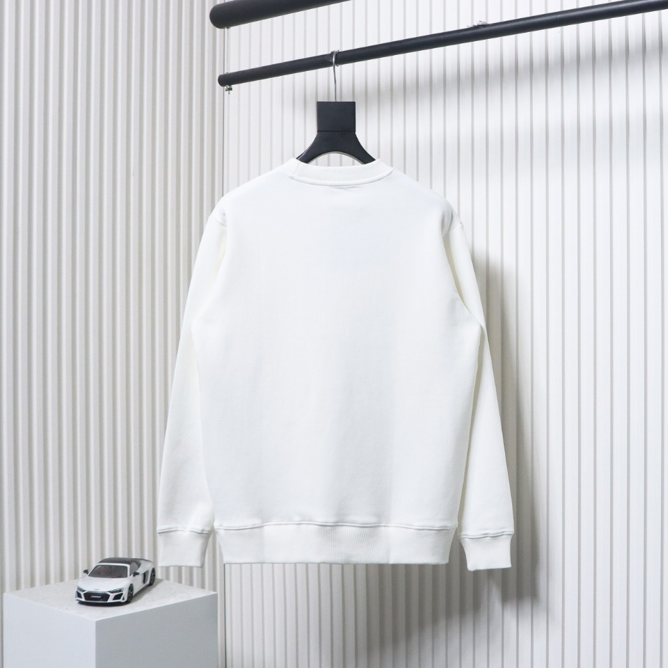 Prada Triangle Logo Pocket Crew Neck Hoodie White