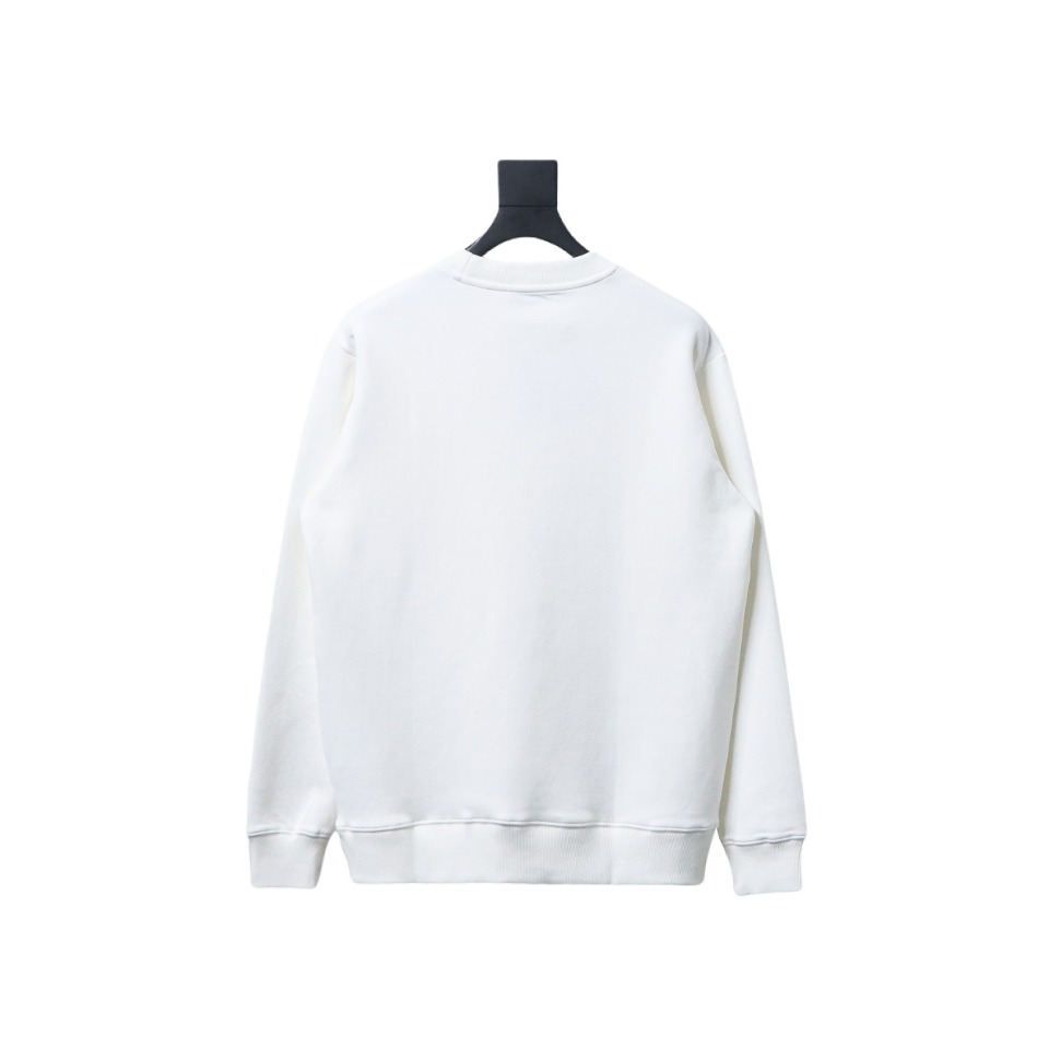Prada Triangle Logo Pocket Crew Neck Hoodie White