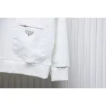 Prada Triangle Logo Pocket Crew Neck Hoodie White