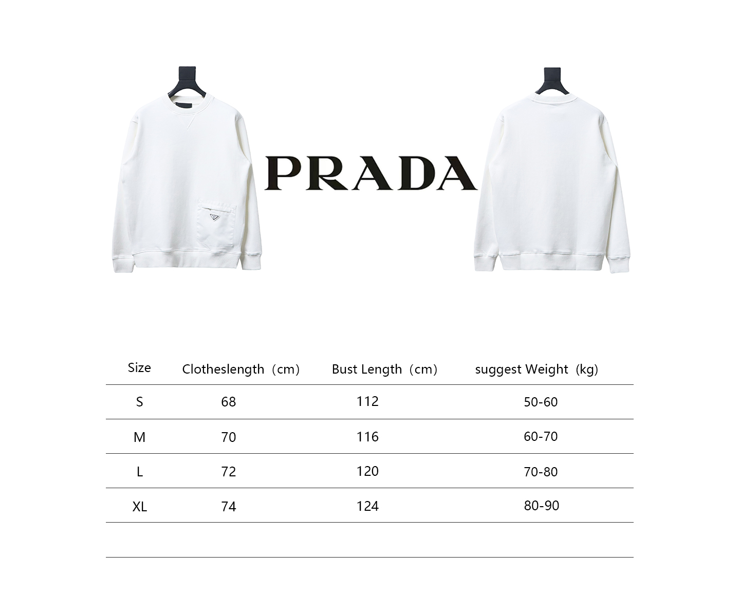 Prada Triangle Logo Pocket Crew Neck Hoodie White