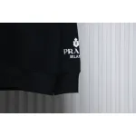 Prada Triangle Logo Single Sleeve Round Neck Hoodie Black