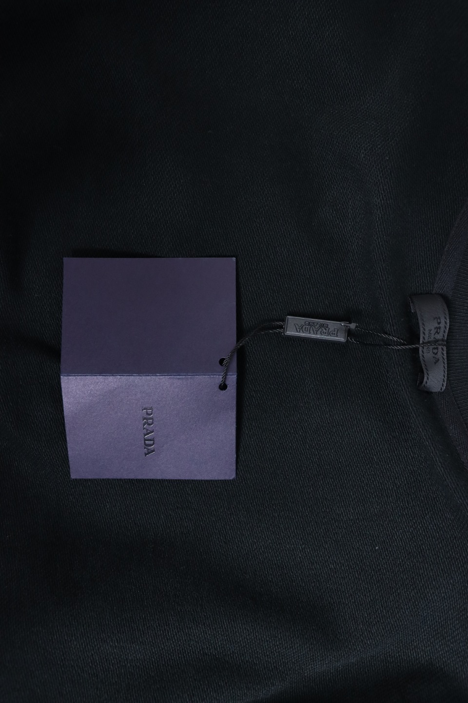 Prada Triangle Logo Single Sleeve Round Neck Hoodie Black