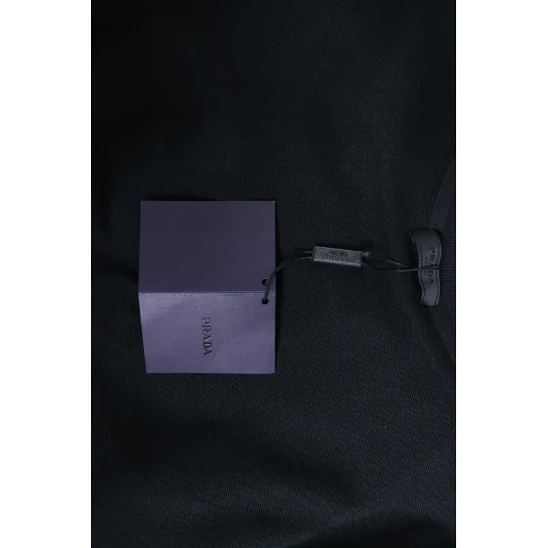 Prada Triangle Logo Single Sleeve Round Neck Hoodie Black