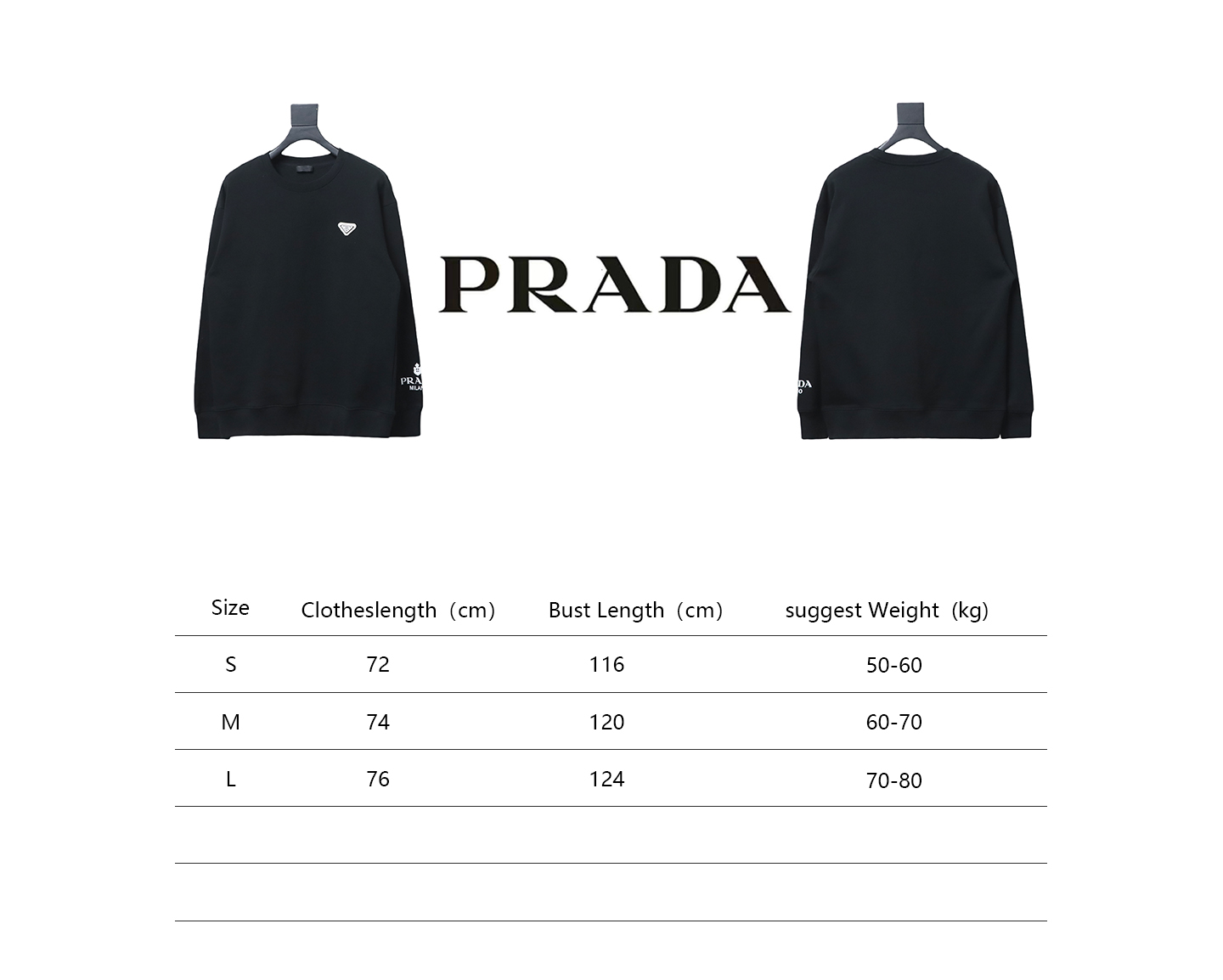 Prada Triangle Logo Single Sleeve Round Neck Hoodie Black