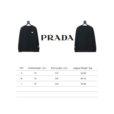 Prada Triangle Logo Single Sleeve Round Neck Hoodie Black 02