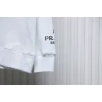 Prada Triangle Logo Single Sleeve Round Neck Hoodie White