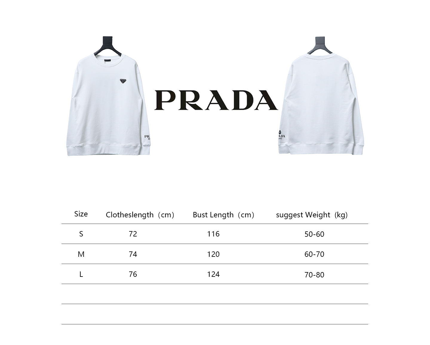 Prada Triangle Logo Single Sleeve Round Neck Hoodie White